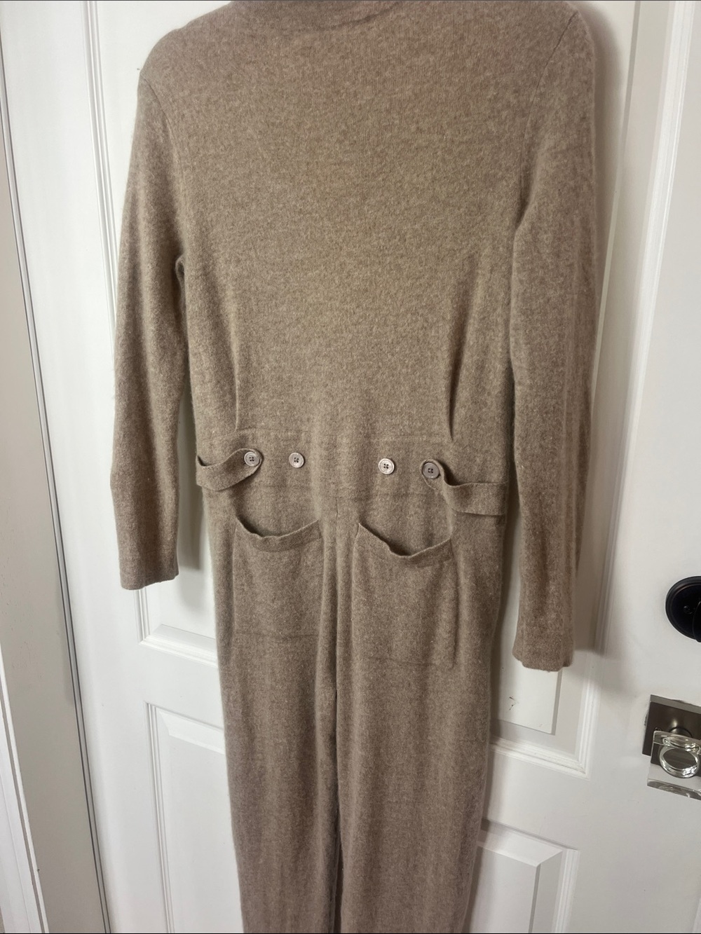 NakedCashmere soft tan oatmeal colored jumpsuit with pockets S/M - Picture 6 of 8